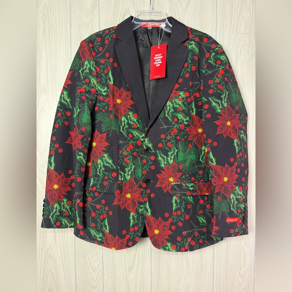 Shinesty Poinsettia Ugly Christmas Suit Blazer‎
